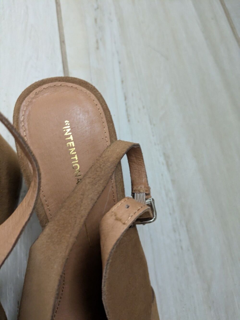 Intentionally Blank Siren Sandal Sling Back Brown Suede Shoes 7 Whiskey - Picture 4 of 8